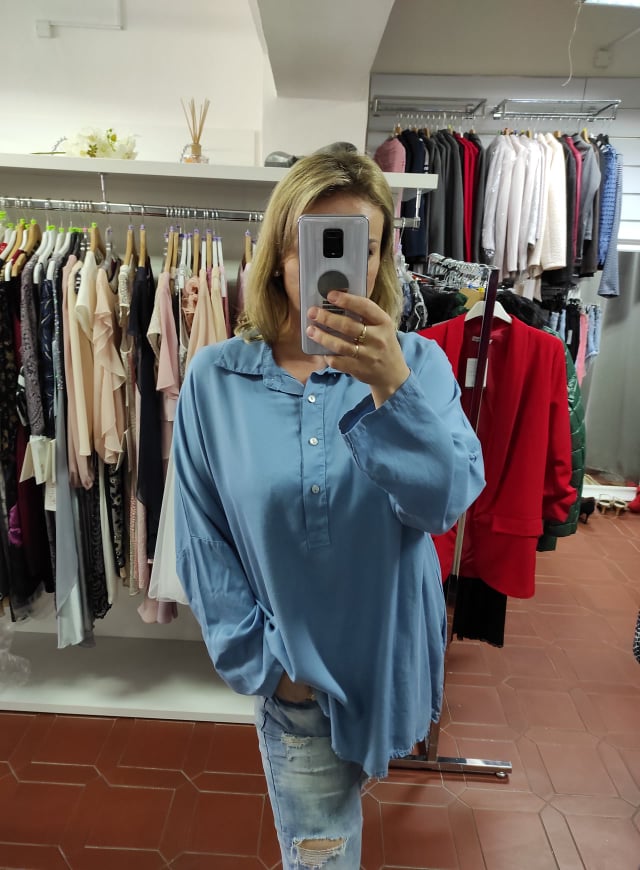 Dámská plus size košile modrá