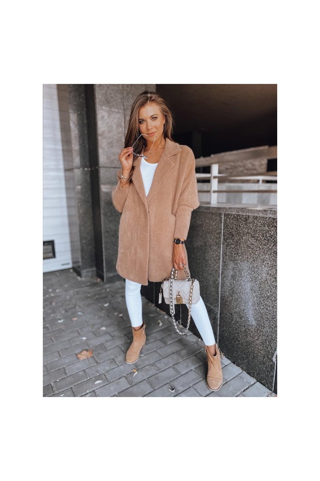 Dámský oversize kabát Alpaka camel