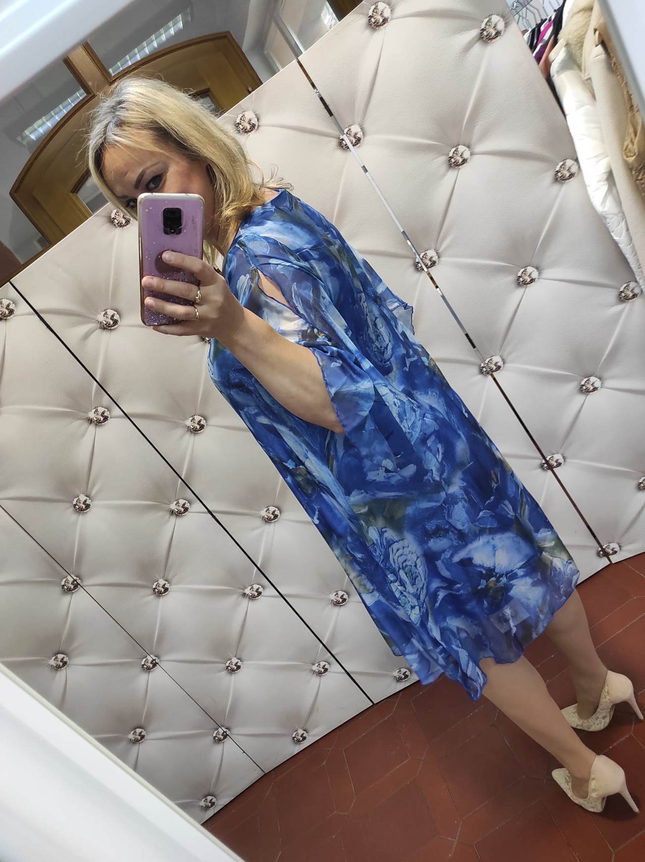 Šifonové PLUS SIZE šaty ELA modré