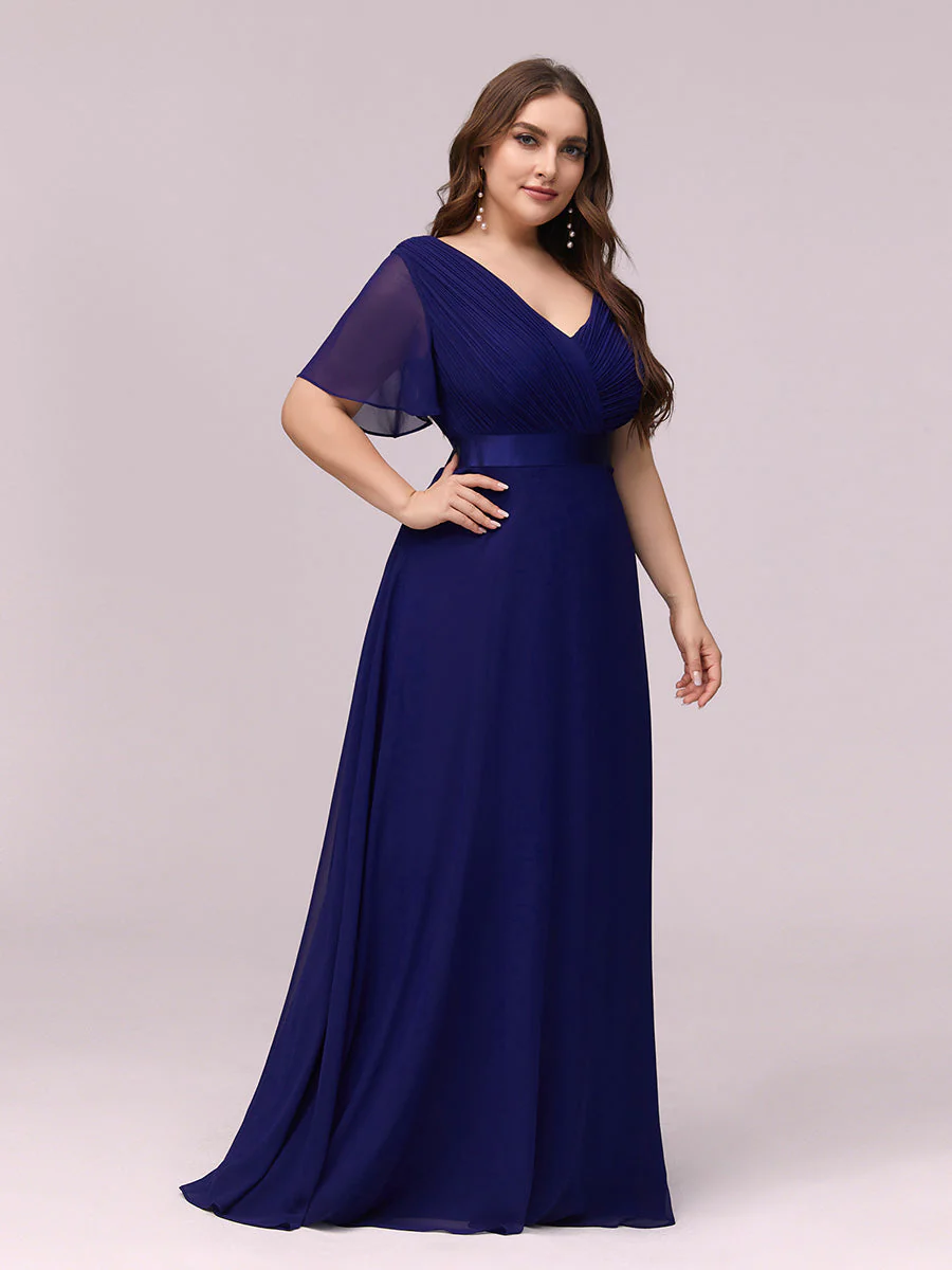 Dlouhé společenské PLUS SIZE šaty MERIDA modré