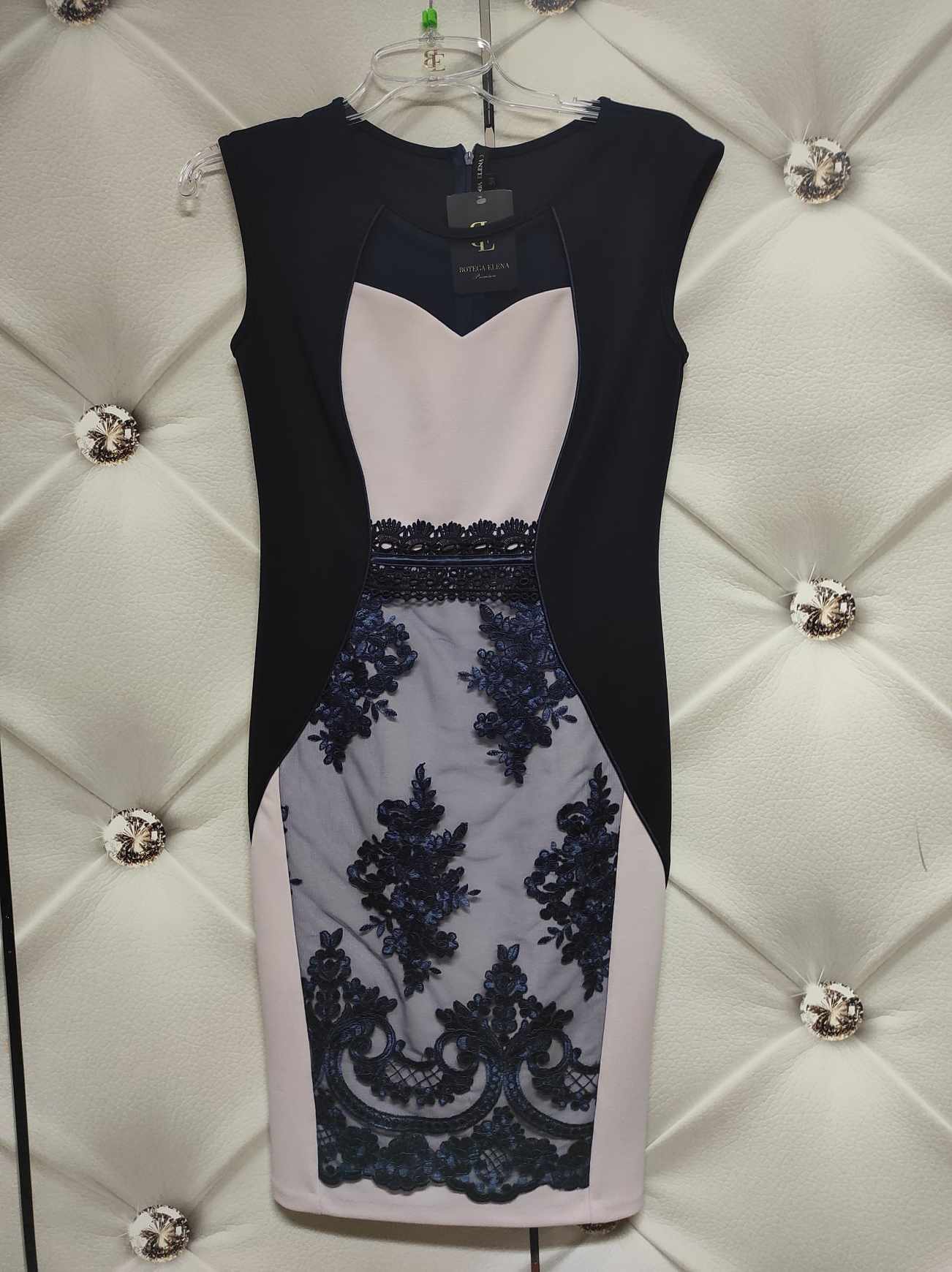 Elegantní dámské šaty LILI DE LUX tmavě modrá/pudrová