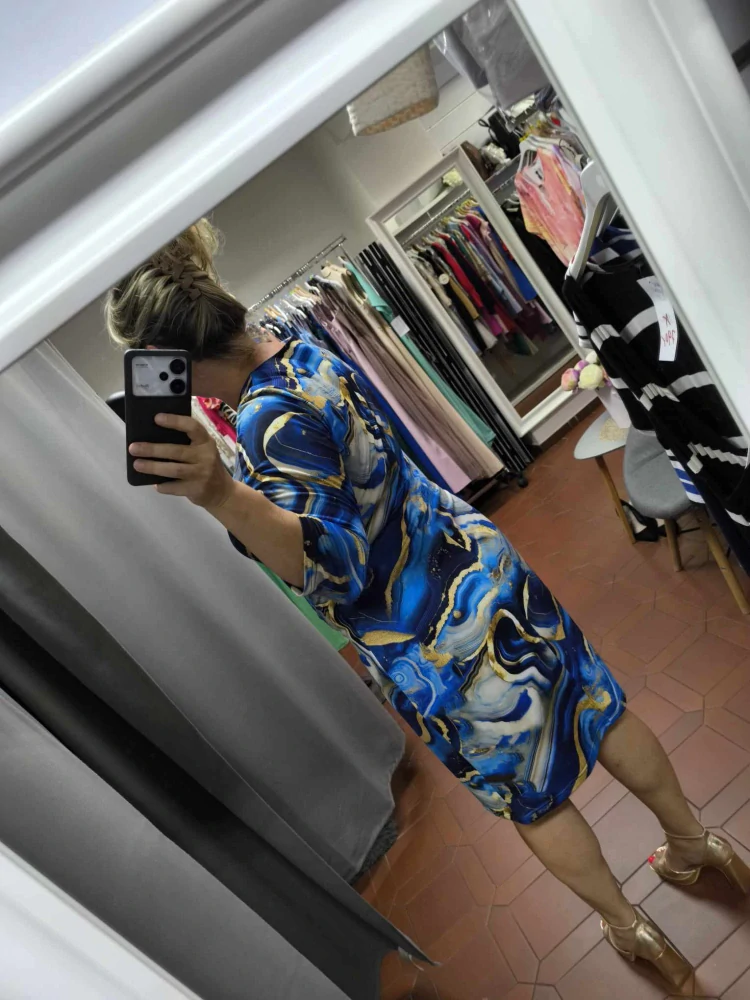 Elegantní pouzdrové šaty FABIA modré