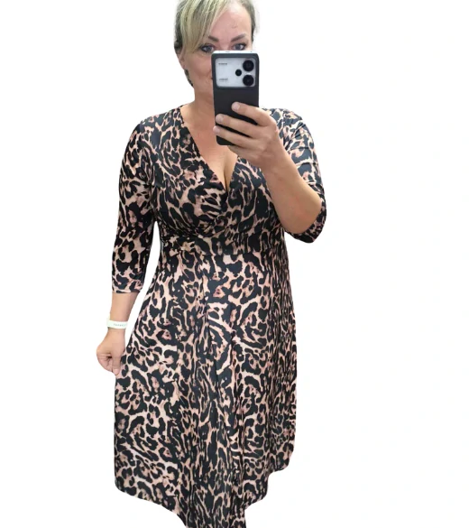 Dámské elegantní zavinovací midi šaty SISI gepard