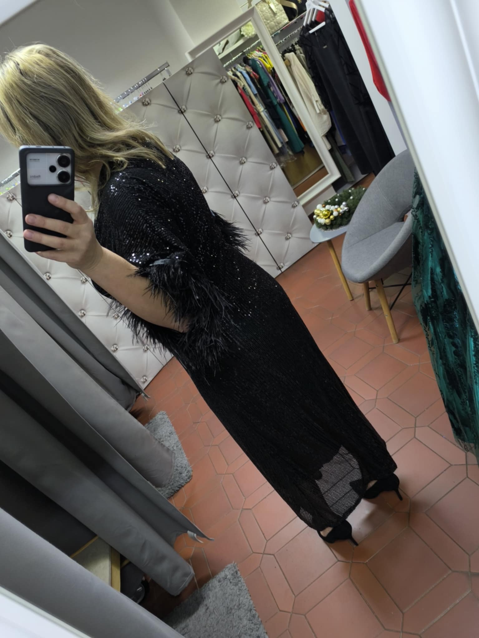 Dlouhé flitrové PLUS SIZE šaty RADKA černé