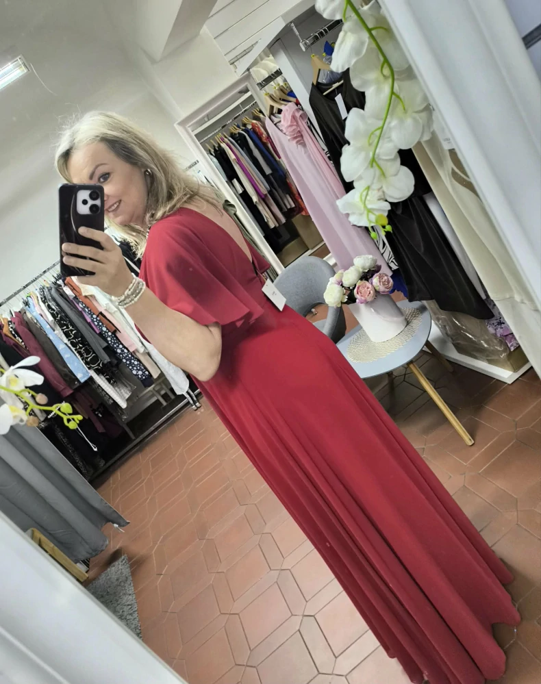 Dlouhé společenské šaty MARILYN tmavě červené