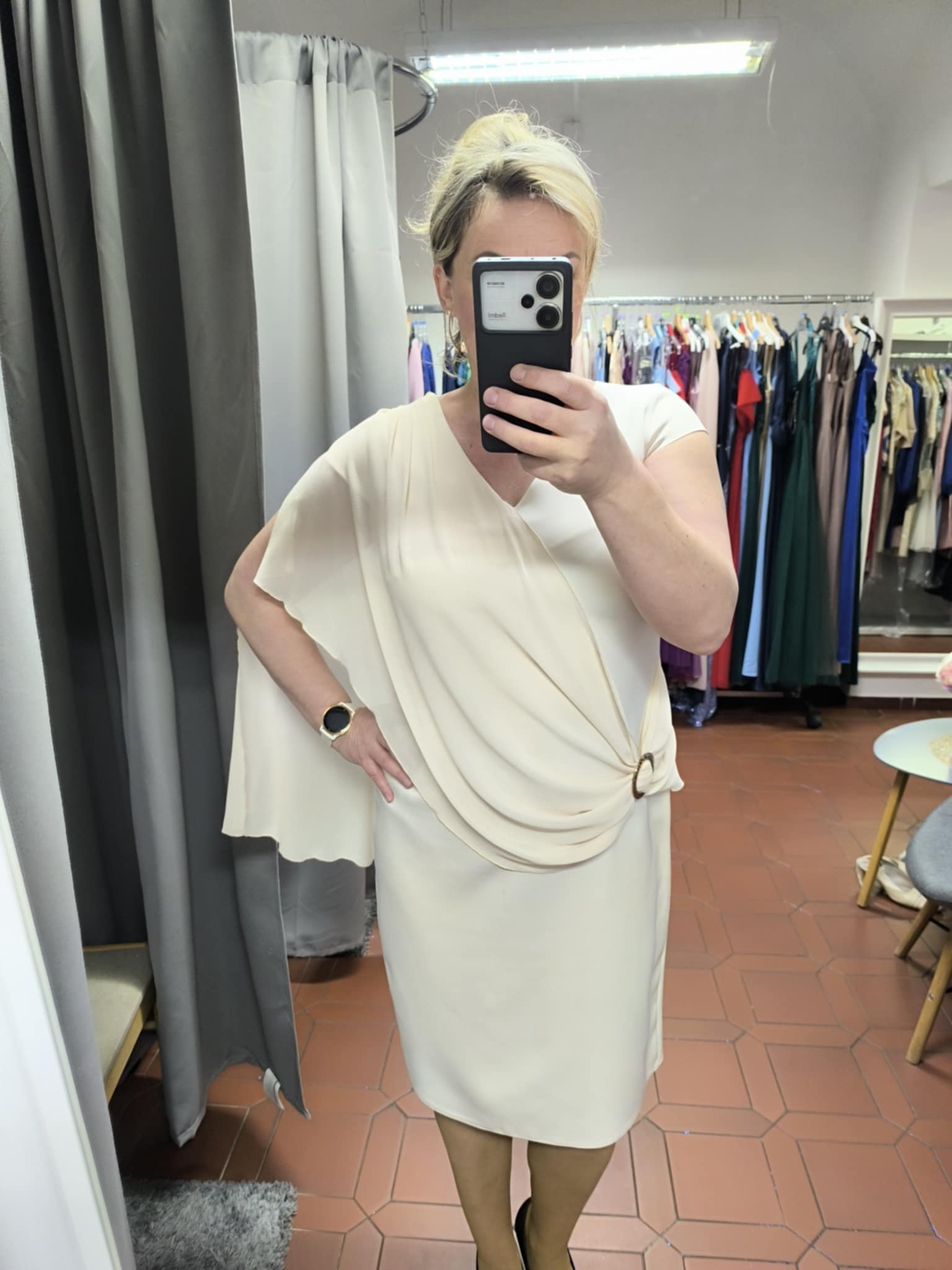 Dámské pouzdrové šaty ELENA smetanové