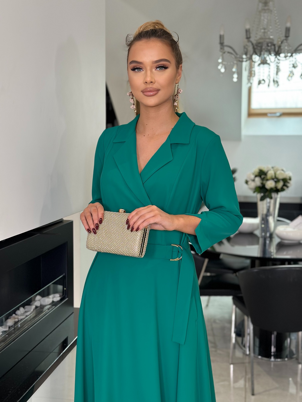 Elegantní šaty LARA v midi délce zelené