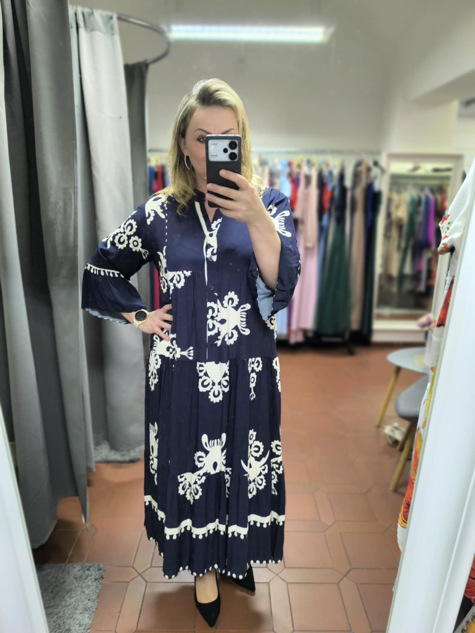 Lehké košilové PLUS SIZE šaty tmavě modré