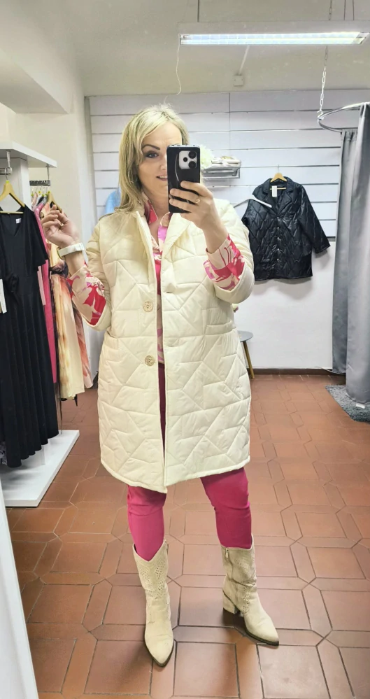 Dámská větší přechodová bunda BRIX béžová se zlatými doplňky