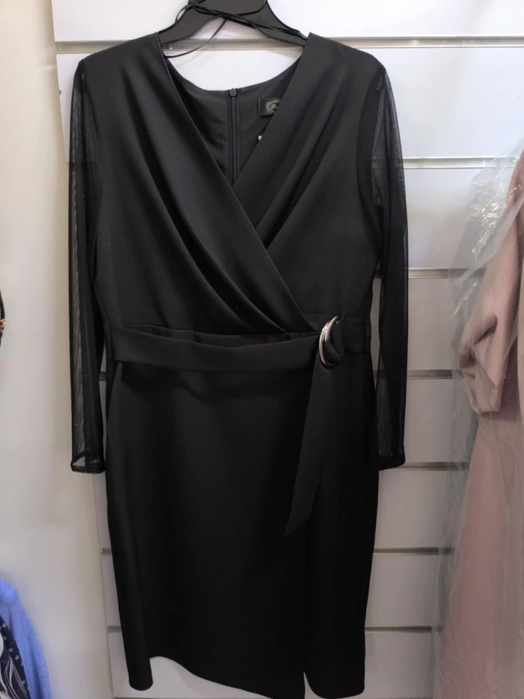 Elegantní šaty WANESSA s tylovým rukávem černé