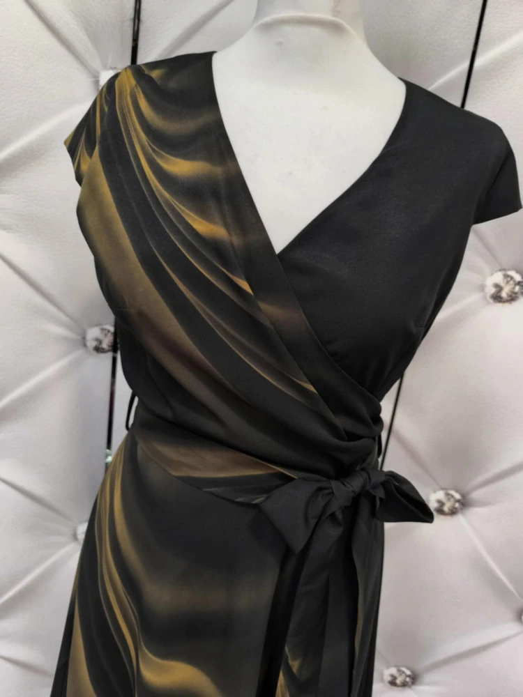 Elegantní šaty FIORA černé/hořčice