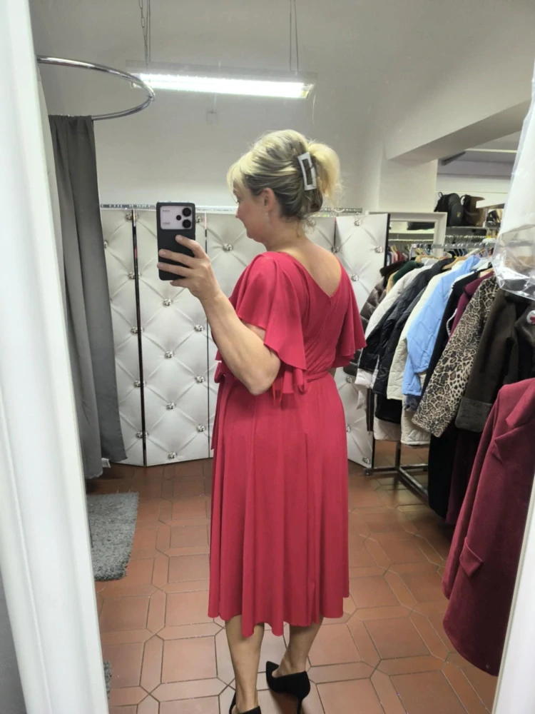 Elegantní midi šaty MARSELINI 2518 malinové