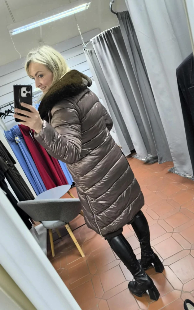 Dámská prošívaná bunda/vesta hnědá s kovovým efektem