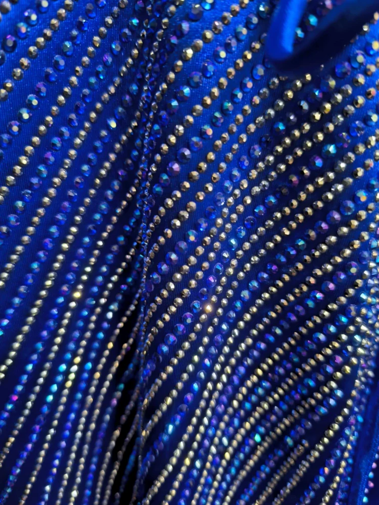 Luxusní dlouhé kamínkové šaty BELLA královsky modré