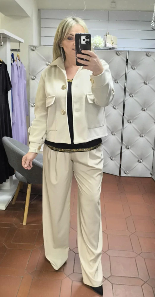 Dámský flaušový blejzr béžový