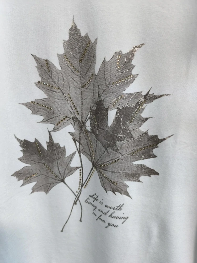 Dámské bavlněné triko s aplikací smetanové