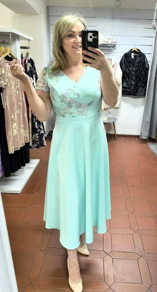 Společenské šaty s bolerkem mentolové