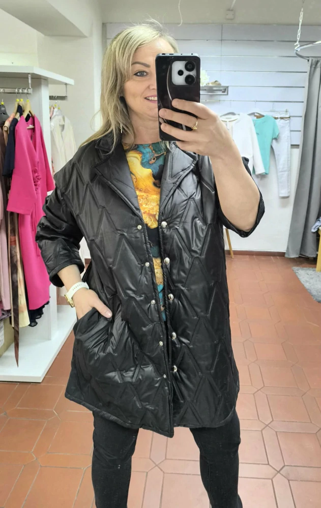 Dámská PLUS SIZE přechodová bunda BRIX černá se stříbrnými druky