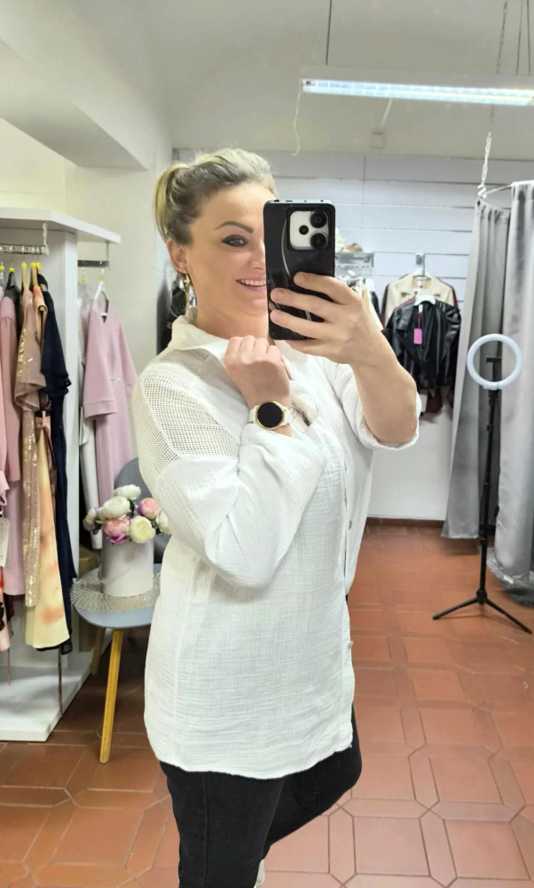 Mušelínová košile ze 100% bavlny – bílá