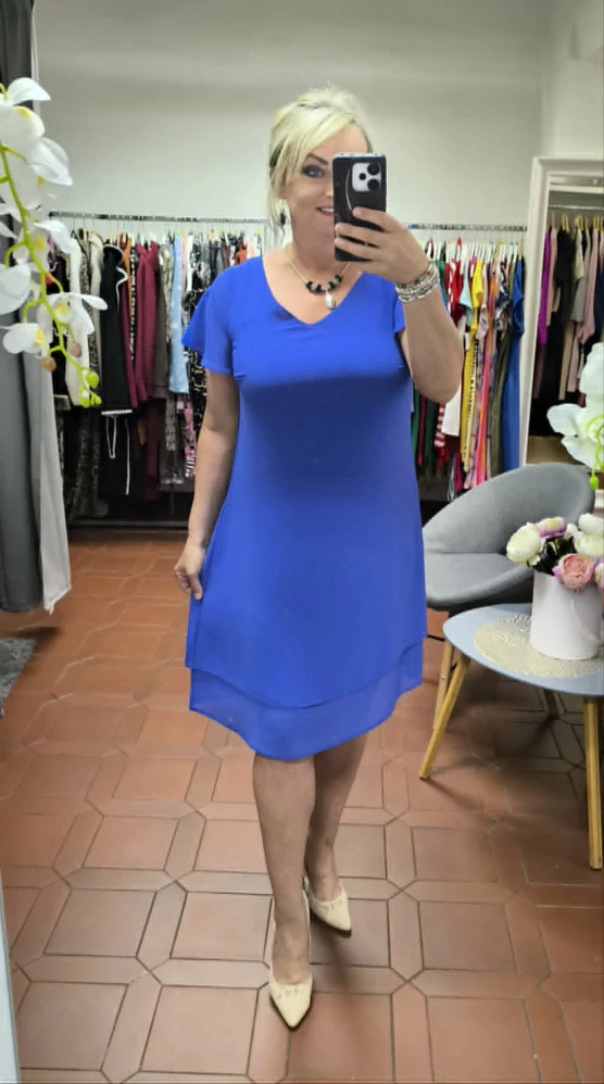 Královsky modré elegantní dámské šaty IZABELA – volný střih