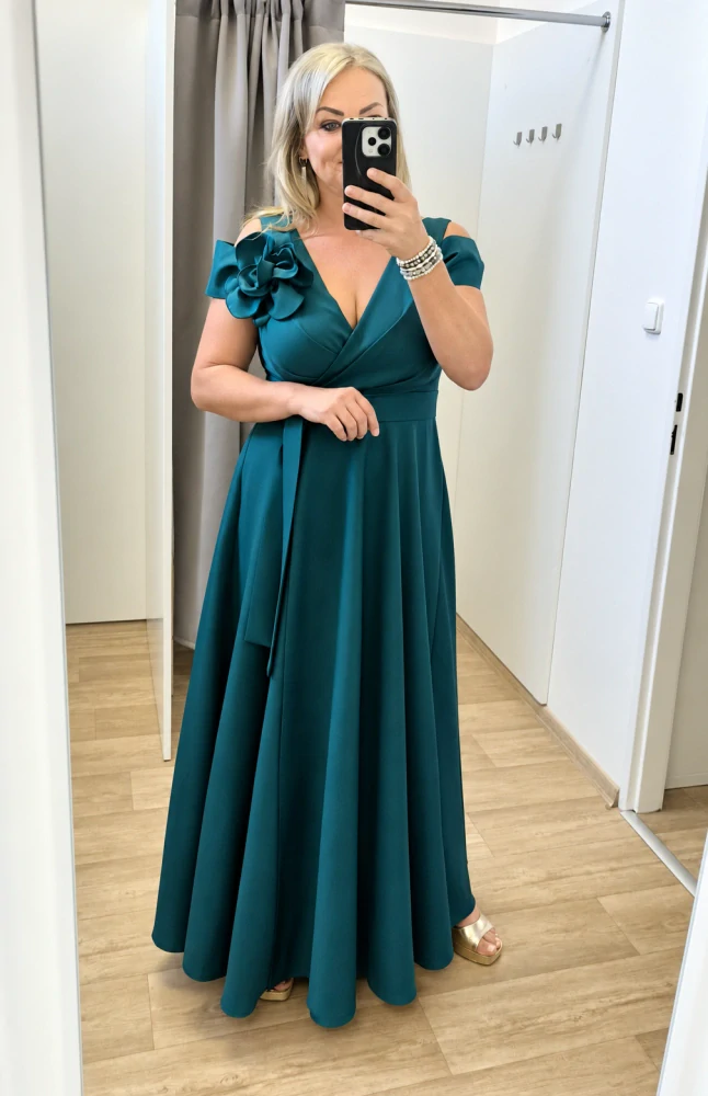 Dlouhé společenské šaty CAMELIA lahvově zelené
