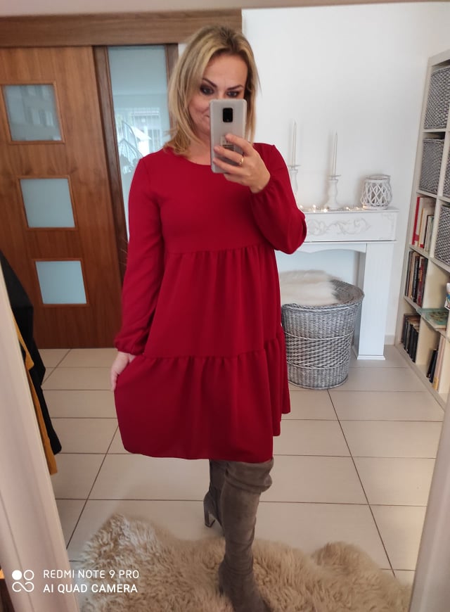 Dámské oversize šaty bordó