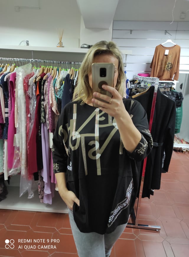 Dámské bavlněné PLUS SIZE triko černé