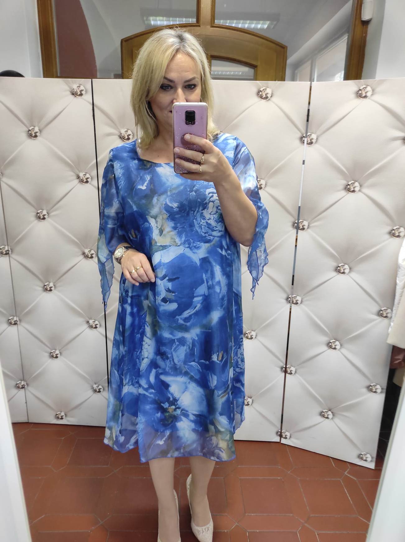 Šifonové PLUS SIZE šaty ELA modré