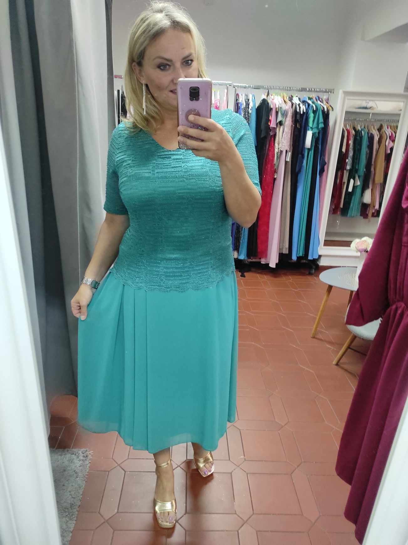 Společenské midi šaty HELEN zelené