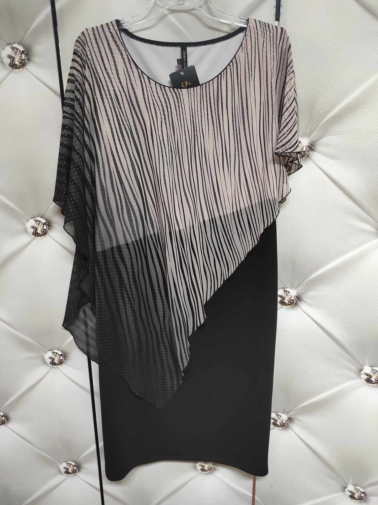 Elegantní PLUS SIZE šaty AURA černopudrové