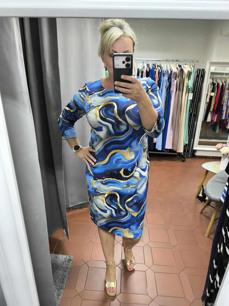 Elegantní pouzdrové šaty FABIA modré