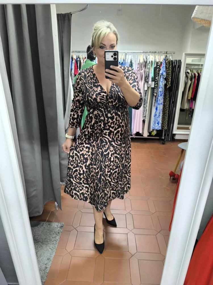 Dámské elegantní zavinovací midi šaty SISI gepard