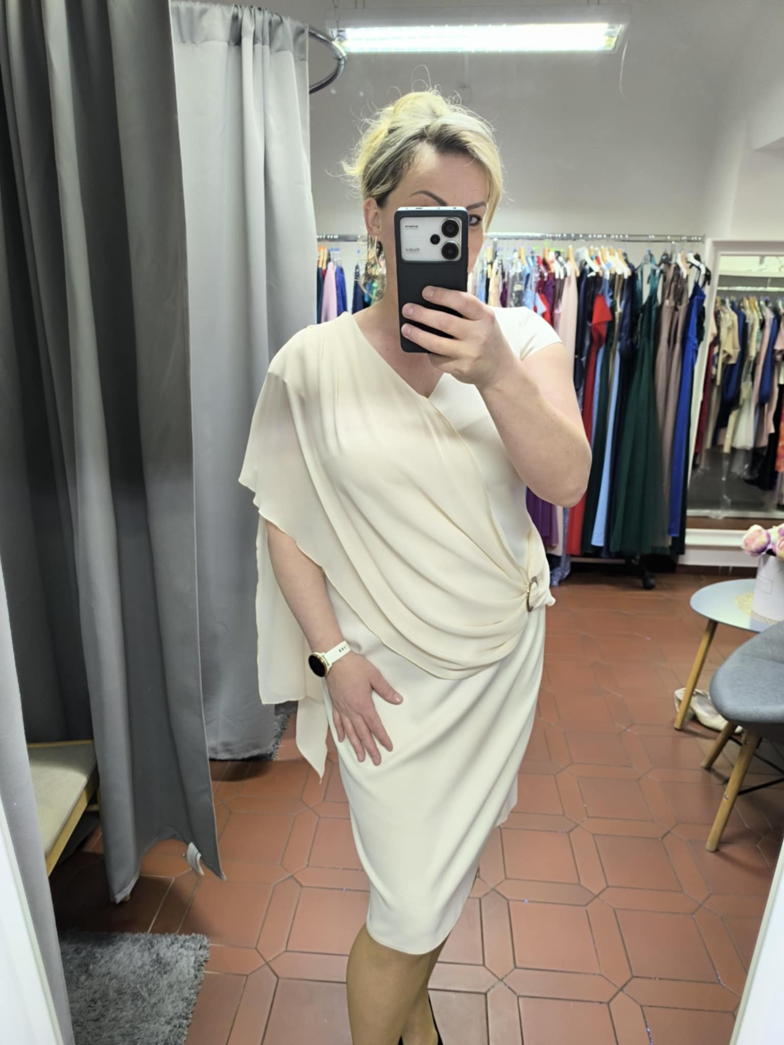 Dámské pouzdrové šaty ELENA smetanové