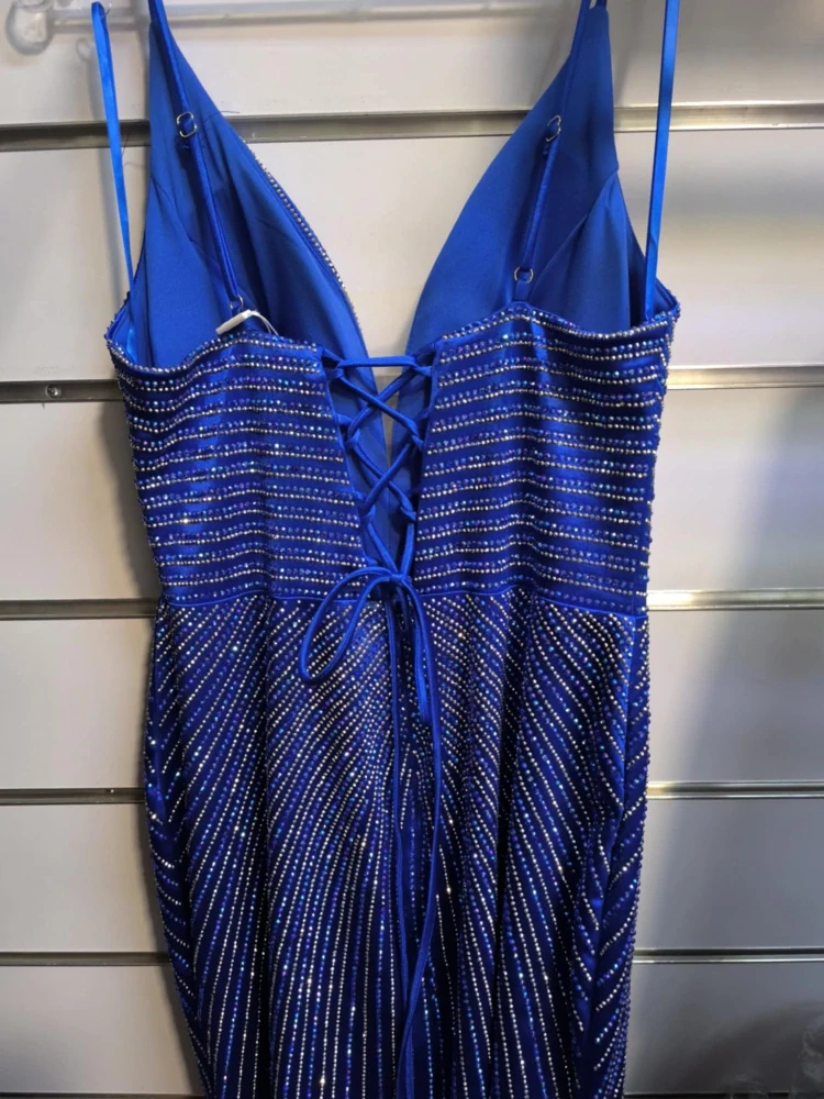 Luxusní dlouhé kamínkové šaty BELLA královsky modré