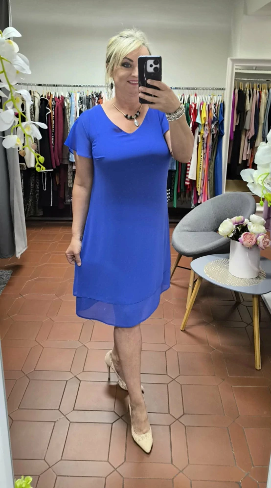 Královsky modré elegantní dámské šaty IZABELA – volný střih