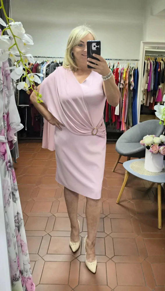Dámské pouzdrové šaty ELENA pastelová růžová