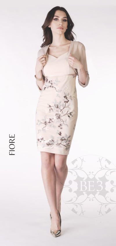 Elegantní dámské šaty FIORE s bolérkem béžové