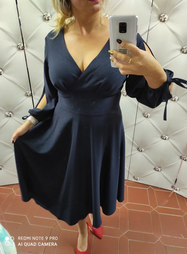 Elegantní dámské midi šaty Marselini 1977 tmavě modré