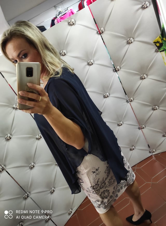 Elegantní PLUS SIZE šaty BORDER pudrová/tmavě modrá