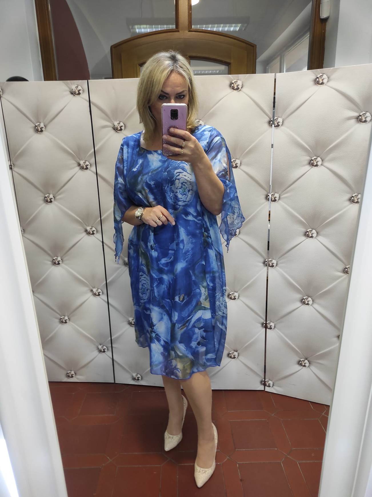 Šifonové PLUS SIZE šaty ELA modré