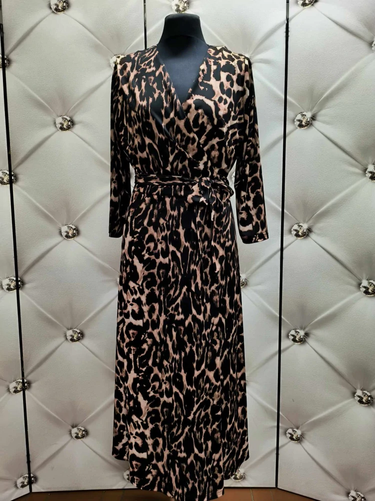Dámské elegantní zavinovací midi šaty SISI gepard