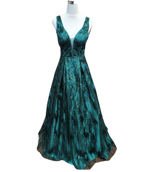 Dlouhé společenské šaty MIA zelené