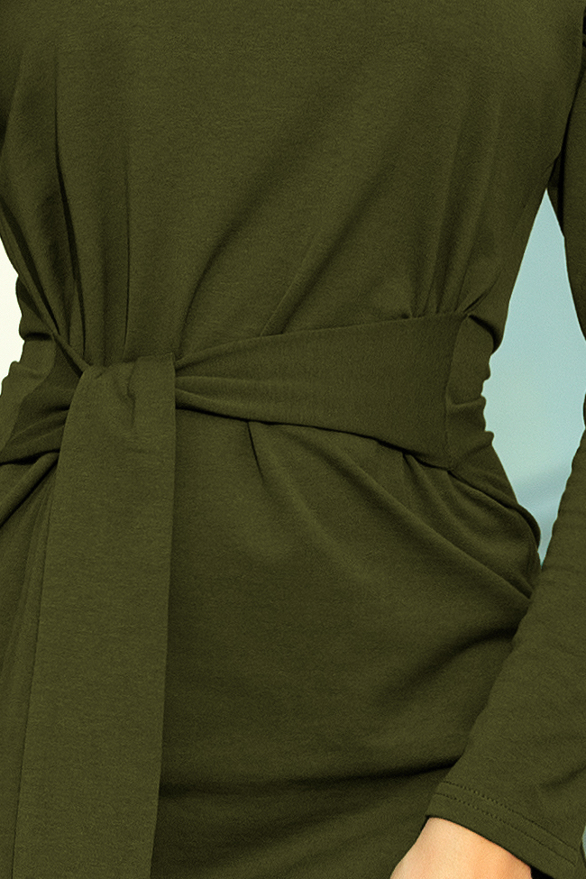 Dámské šaty s páskem Numoco 209-5 khaki