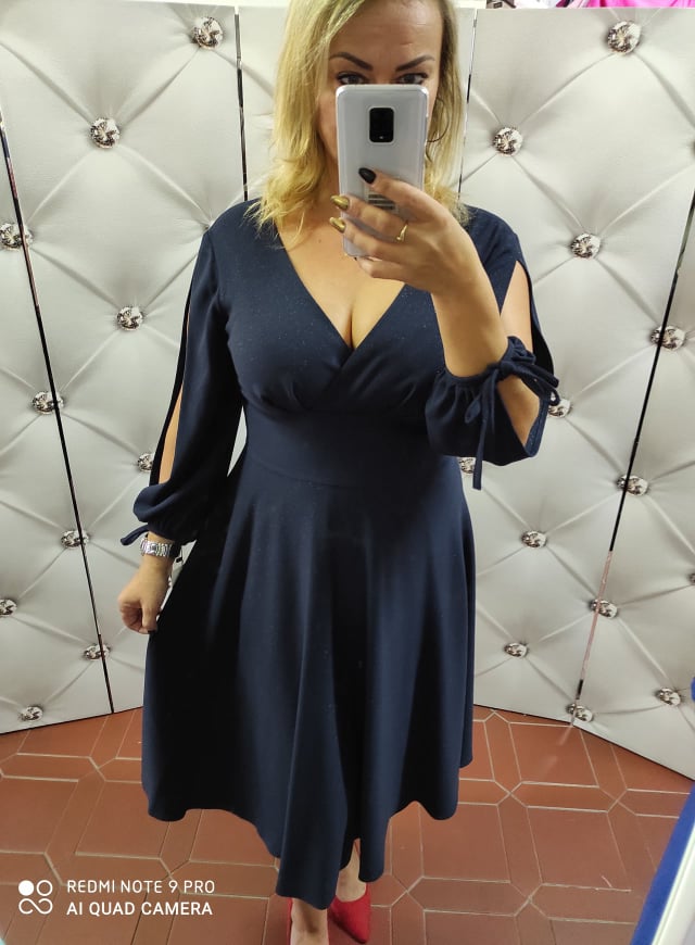 Elegantní dámské midi šaty Marselini 1977 tmavě modré