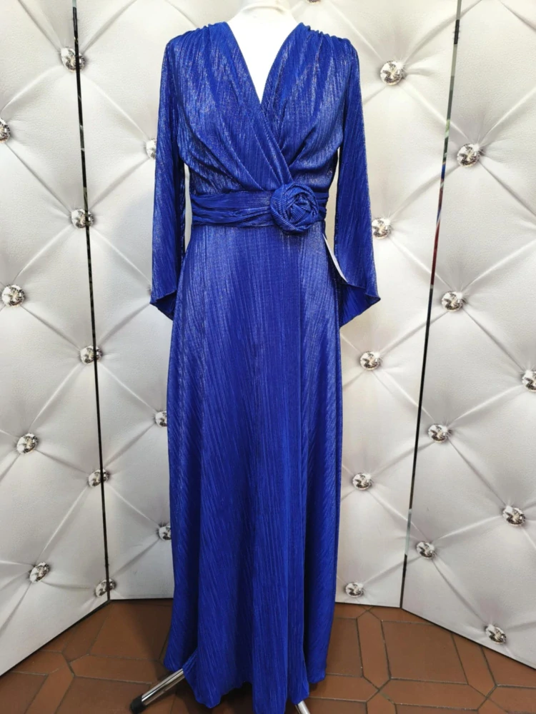 Dlouhé luxusní šaty ZOJA modré lesklé