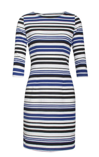 Pouzdrové šaty Smashed Lemon 19001 bílé s černými a modrými pruhy