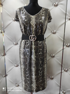 Dámské party šaty s flitry a hadím vzorem