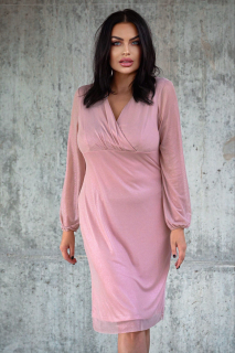 Společenské tylové šaty SARA pouzdrového střihu pudrové