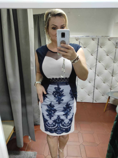 Elegantní dámské šaty LILI DE LUX tmavě modrá/pudrová