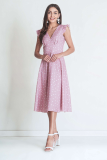 Elegantní puntíkované šaty MARSELINI 2416 pudrové